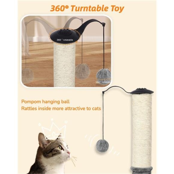 22" Cat Scratching Post, Natural Sisal Scratchers Trees, Light Gray - Picture 4 of 8